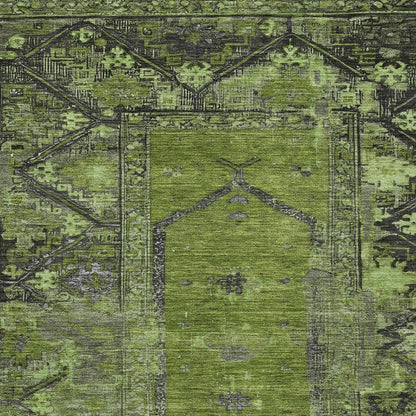 9' X 12' Olive Green And Gray Oriental Washable Indoor Outdoor Area Rug HomeRoots