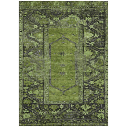 10' X 14' Olive Green And Gray Oriental Washable Indoor Outdoor Area Rug HomeRoots