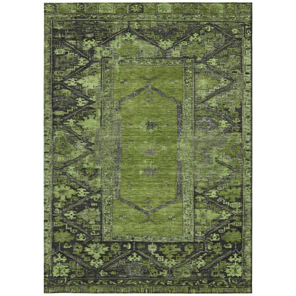 10' X 14' Olive Green And Gray Oriental Washable Indoor Outdoor Area Rug HomeRoots