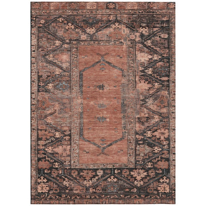 3' X 5' Terra Cotta And Gray Oriental Washable Indoor Outdoor Area Rug HomeRoots
