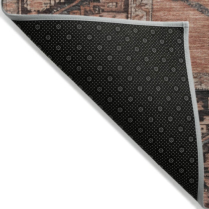 3' X 5' Terra Cotta And Gray Oriental Washable Indoor Outdoor Area Rug HomeRoots