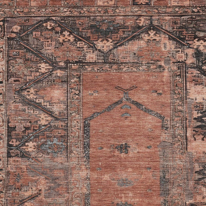 3' X 5' Terra Cotta And Gray Oriental Washable Indoor Outdoor Area Rug HomeRoots