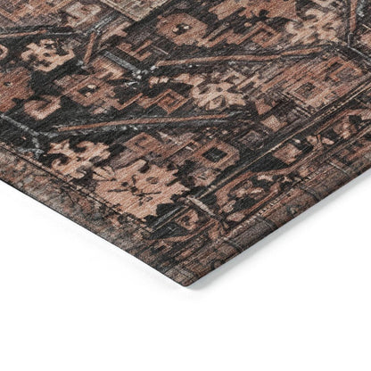 5' X 8' Terra Cotta And Gray Oriental Washable Indoor Outdoor Area Rug HomeRoots