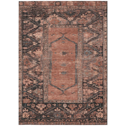 5' X 8' Terra Cotta And Gray Oriental Washable Indoor Outdoor Area Rug HomeRoots