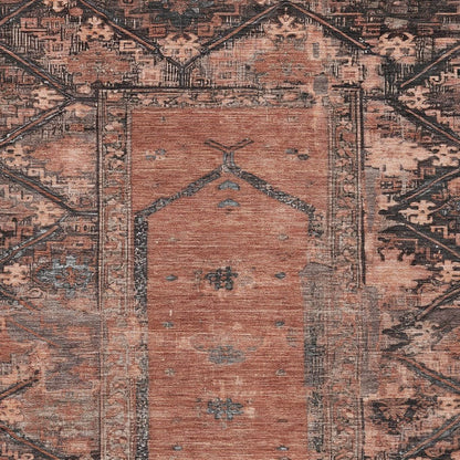 10' X 14' Terra Cotta And Gray Oriental Washable Indoor Outdoor Area Rug HomeRoots