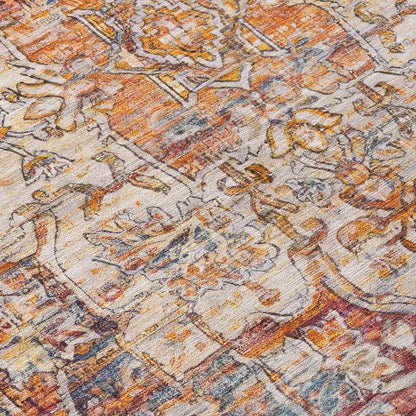 3' X 5' Copper And Ivory Floral Medallion Washable Indoor Outdoor Area Rug HomeRoots