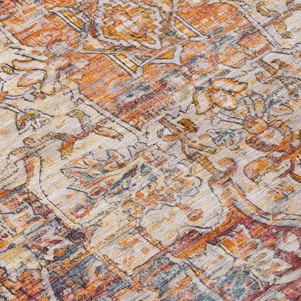 8' X 10' Copper And Ivory Floral Medallion Washable Indoor Outdoor Area Rug HomeRoots