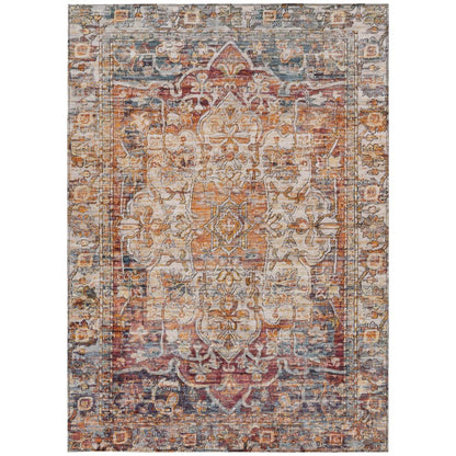 9' X 12' Copper And Ivory Floral Medallion Washable Indoor Outdoor Area Rug HomeRoots