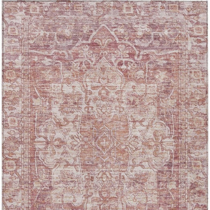 3' X 5' Rust And Ivory Floral Medallion Washable Indoor Outdoor Area Rug HomeRoots