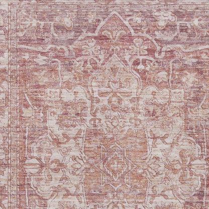 3' X 5' Rust And Ivory Floral Medallion Washable Indoor Outdoor Area Rug