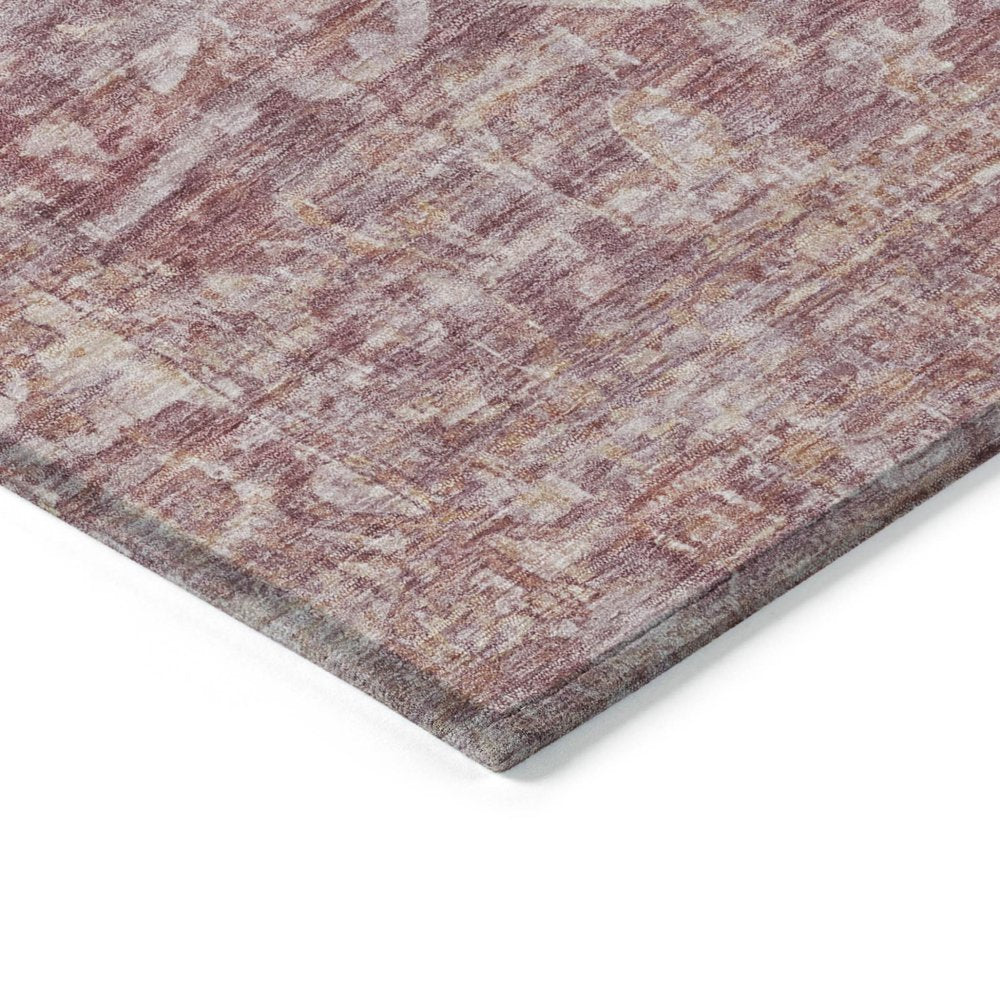 5' X 8' Rust And Ivory Floral Medallion Washable Indoor Outdoor Area Rug — view 3