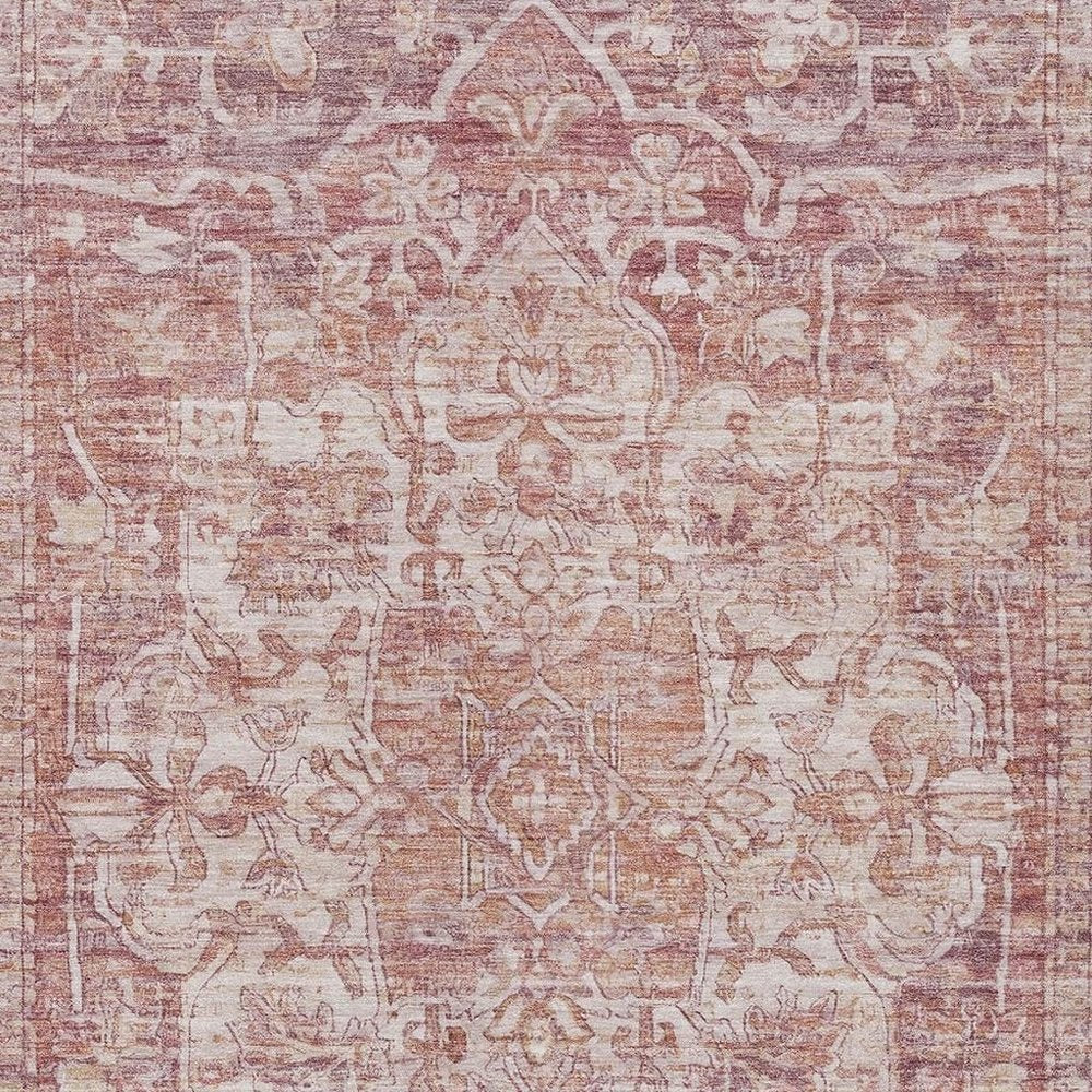 5' X 8' Rust And Ivory Floral Medallion Washable Indoor Outdoor Area Rug HomeRoots
