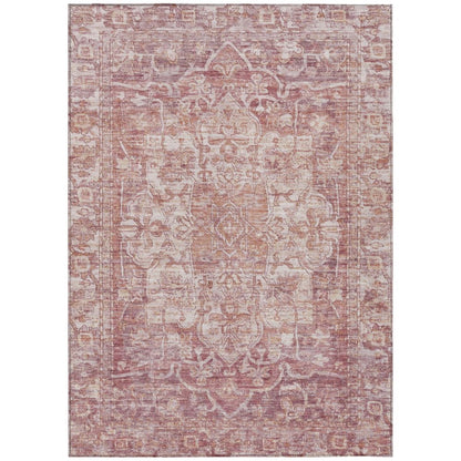 9' X 12' Rust And Ivory Floral Medallion Washable Indoor Outdoor Area Rug HomeRoots