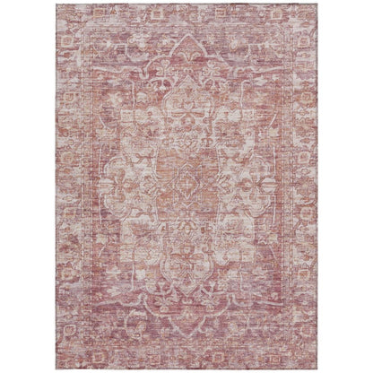 9' X 12' Rust And Ivory Floral Medallion Washable Indoor Outdoor Area Rug HomeRoots