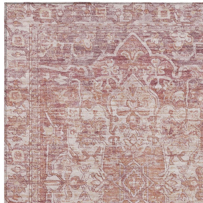 10' X 14' Rust And Ivory Floral Medallion Washable Indoor Outdoor Area Rug HomeRoots