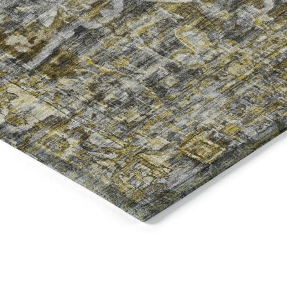 9' X 12' Pewter Gray And Gold Floral Medallion Washable Indoor Outdoor Area Rug HomeRoots
