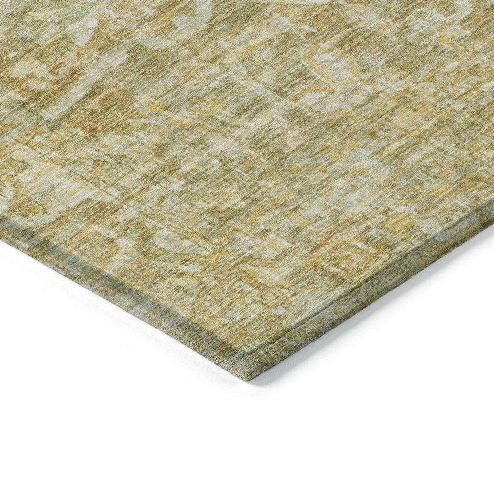 8' X 10' Tan Gold And Ivory Floral Medallion Washable Indoor Outdoor Area Rug — view 3