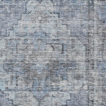 3' X 5' Blue Gray And Ivory Oriental Washable Indoor Outdoor Area Rug HomeRoots