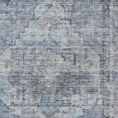 3' X 5' Blue Gray And Ivory Oriental Washable Indoor Outdoor Area Rug HomeRoots