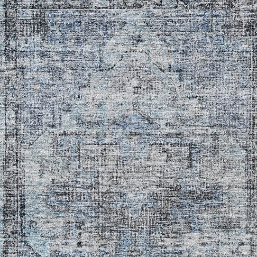 5' X 8' Blue Gray And Ivory Oriental Washable Indoor Outdoor Area Rug HomeRoots