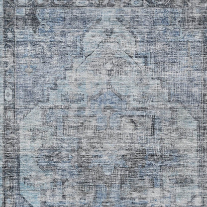 5' X 8' Blue Gray And Ivory Oriental Washable Indoor Outdoor Area Rug HomeRoots