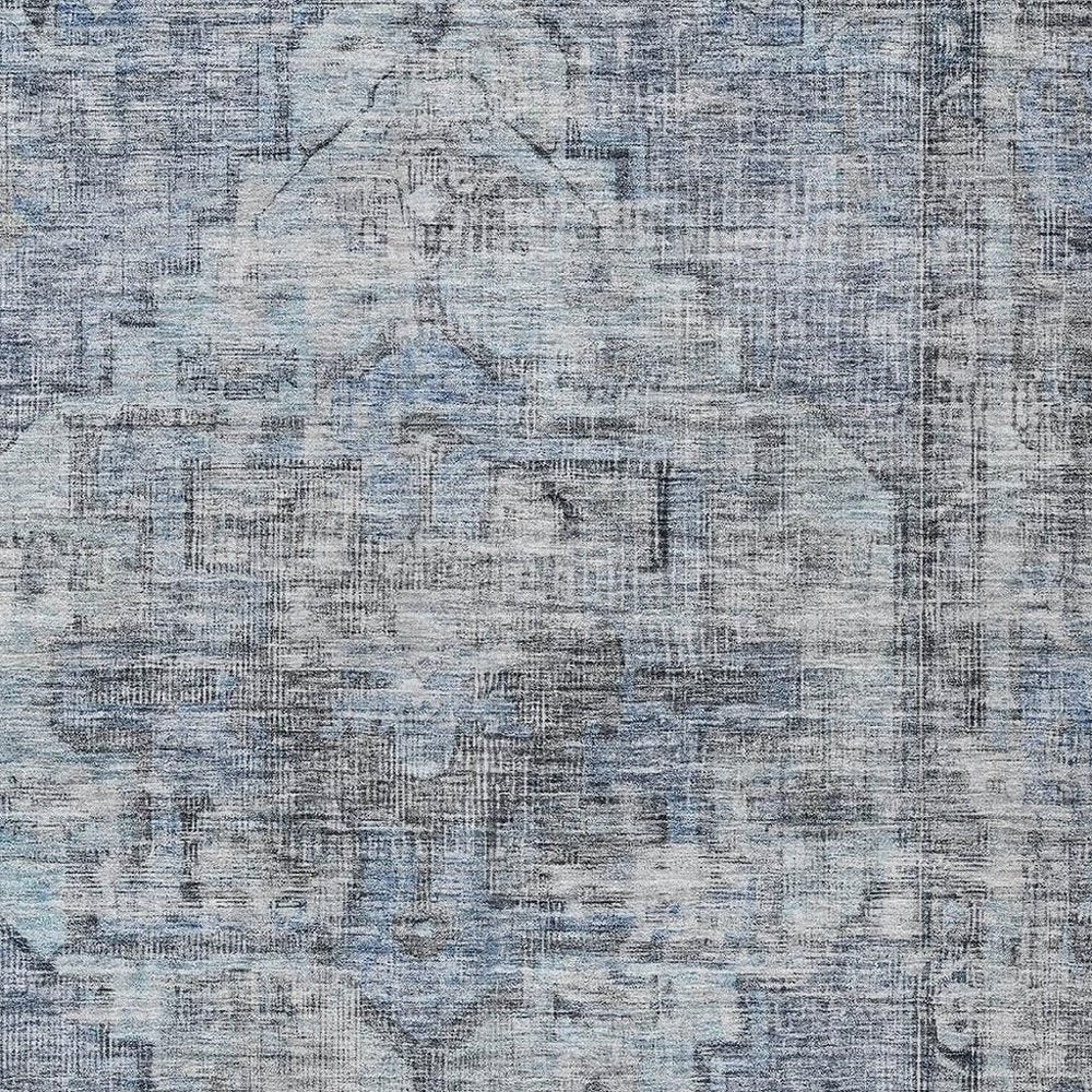 8' X 10' Blue Gray And Ivory Oriental Washable Indoor Outdoor Area Rug HomeRoots