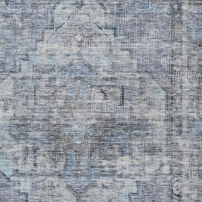8' X 10' Blue Gray And Ivory Oriental Washable Indoor Outdoor Area Rug HomeRoots