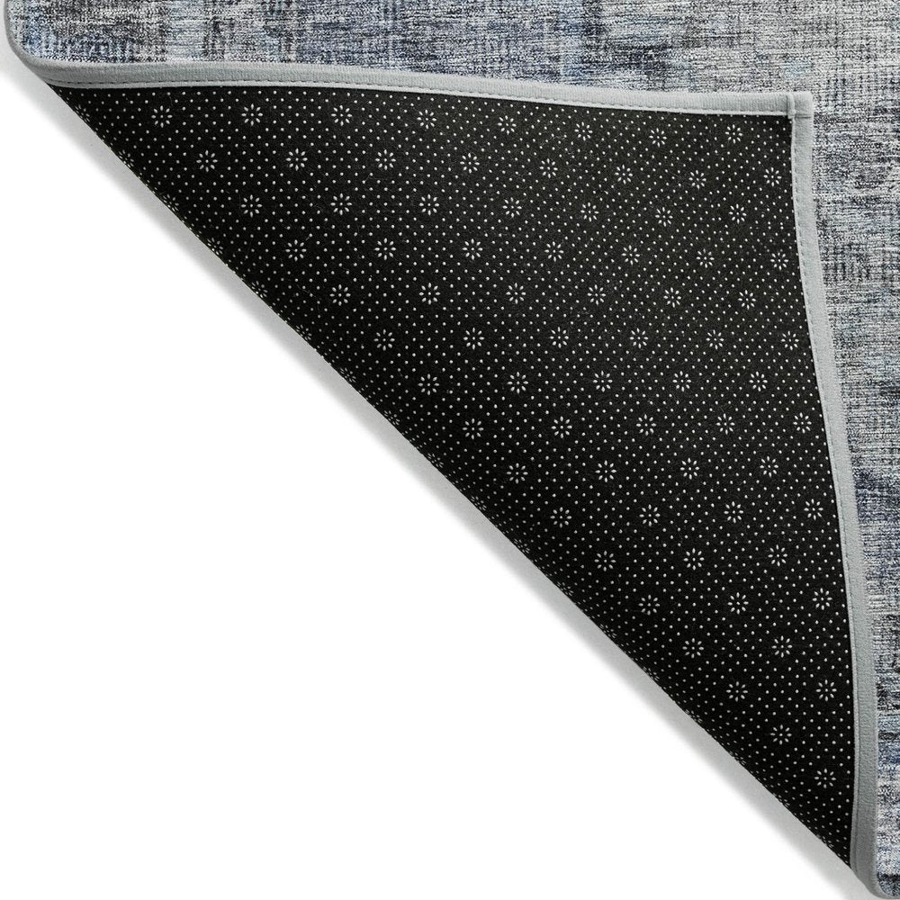 8' X 10' Blue Gray And Ivory Oriental Washable Indoor Outdoor Area Rug — view 17