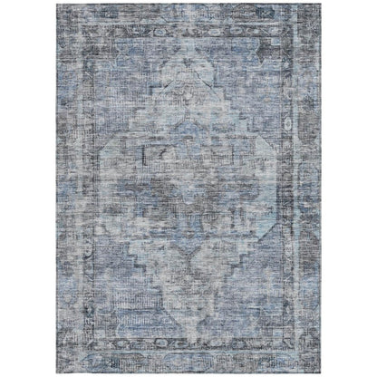 9' X 12' Blue Gray And Ivory Oriental Washable Indoor Outdoor Area Rug HomeRoots