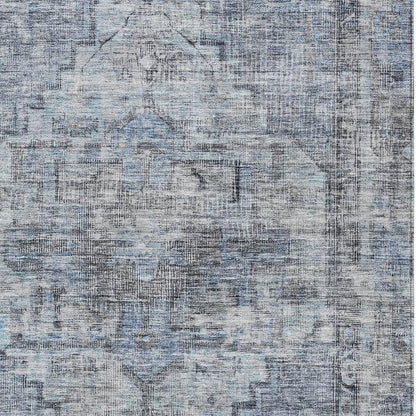 10' X 14' Blue Gray And Ivory Oriental Washable Indoor Outdoor Area Rug HomeRoots