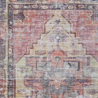 3' X 5' Rust Gray And Mauve Oriental Washable Indoor Outdoor Area Rug HomeRoots