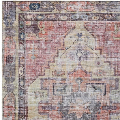 5' X 8' Rust Gray And Mauve Oriental Washable Indoor Outdoor Area Rug HomeRoots