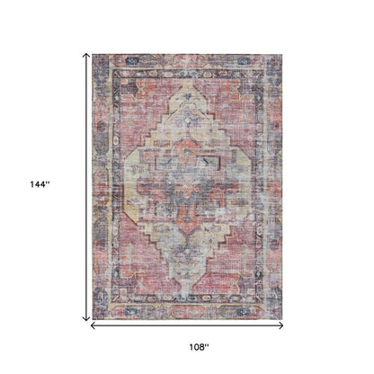 9' X 12' Rust Gray And Mauve Oriental Washable Indoor Outdoor Area Rug HomeRoots