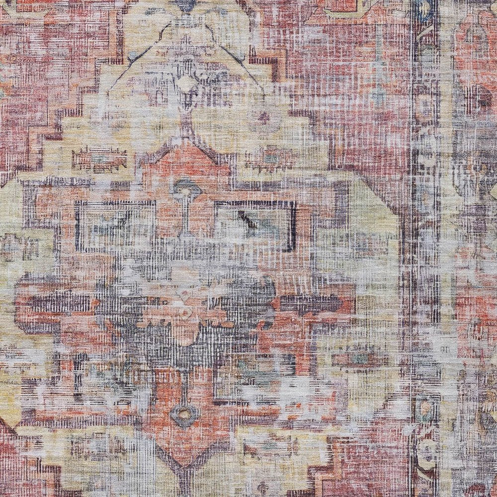 9' X 12' Rust Gray And Mauve Oriental Washable Indoor Outdoor Area Rug HomeRoots
