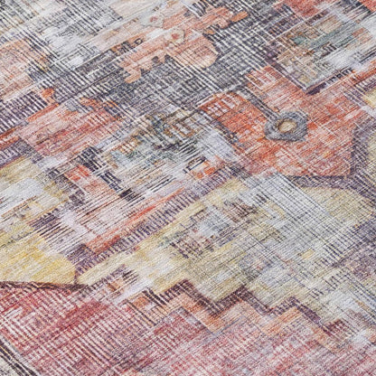 9' X 12' Rust Gray And Mauve Oriental Washable Indoor Outdoor Area Rug HomeRoots