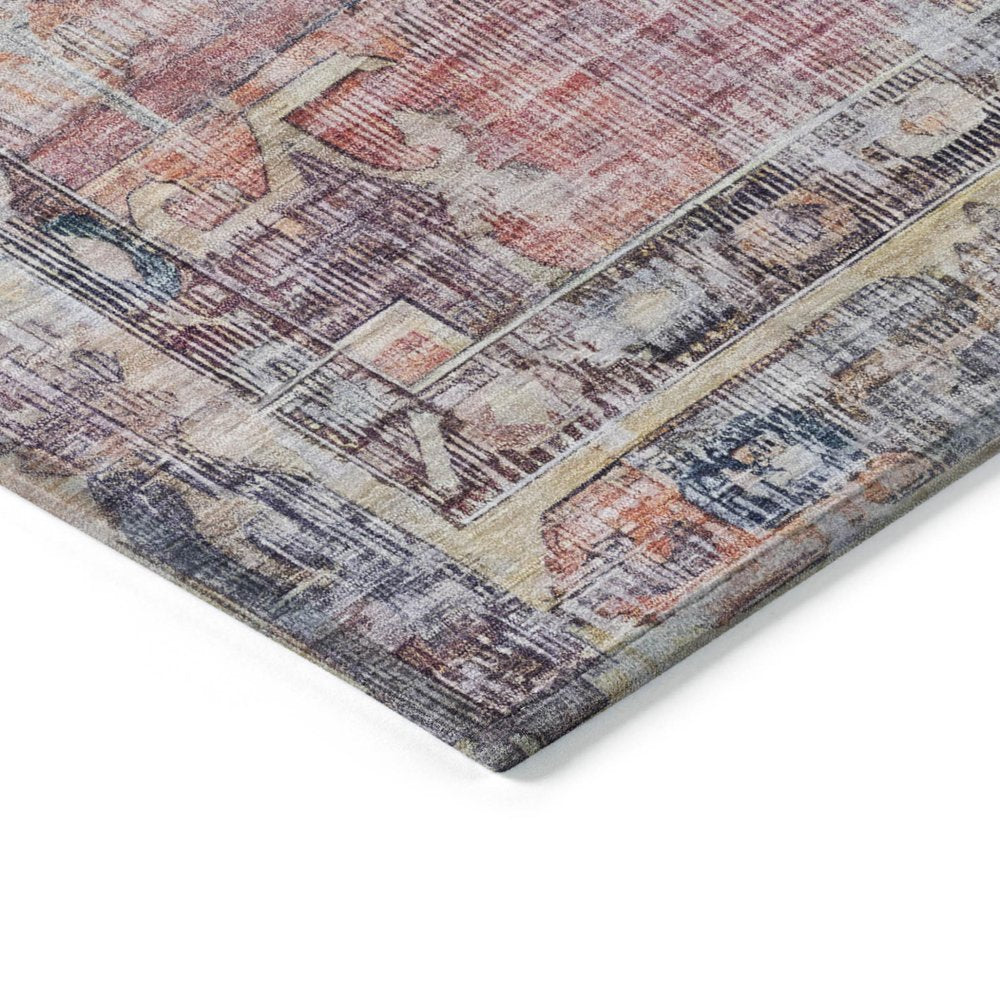 10' X 14' Rust Gray And Mauve Oriental Washable Indoor Outdoor Area Rug — view 2
