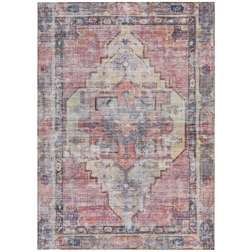 10' X 14' Rust Gray And Mauve Oriental Washable Indoor Outdoor Area Rug — view 4