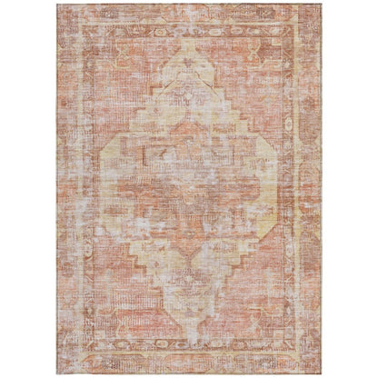 5' X 8' Terra Cotta Ivory And Wheat Oriental Washable Indoor Outdoor Area Rug HomeRoots