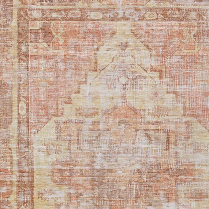 5' X 8' Terra Cotta Ivory And Wheat Oriental Washable Indoor Outdoor Area Rug HomeRoots