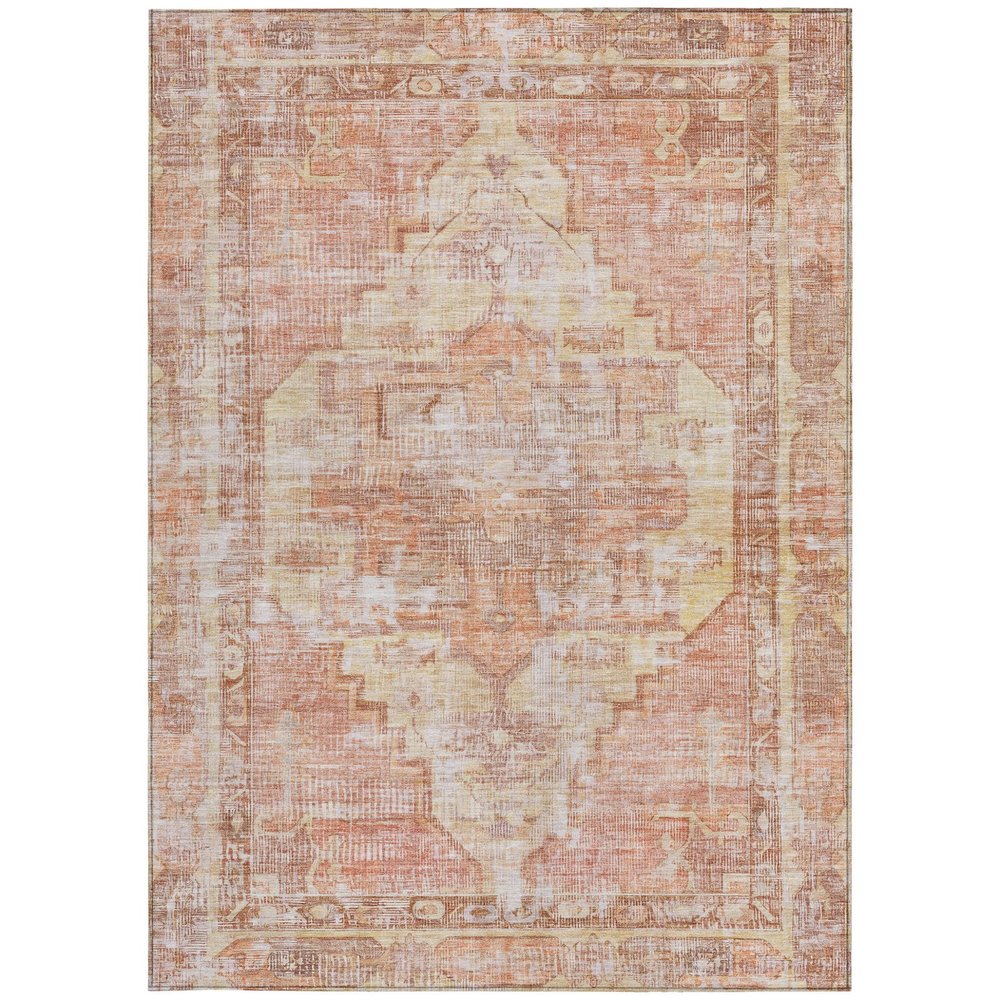 9' X 12' Terra Cotta Ivory And Wheat Oriental Washable Indoor Outdoor Area Rug HomeRoots