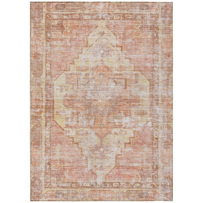 9' X 12' Terra Cotta Ivory And Wheat Oriental Washable Indoor Outdoor Area Rug HomeRoots