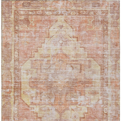 9' X 12' Terra Cotta Ivory And Wheat Oriental Washable Indoor Outdoor Area Rug HomeRoots