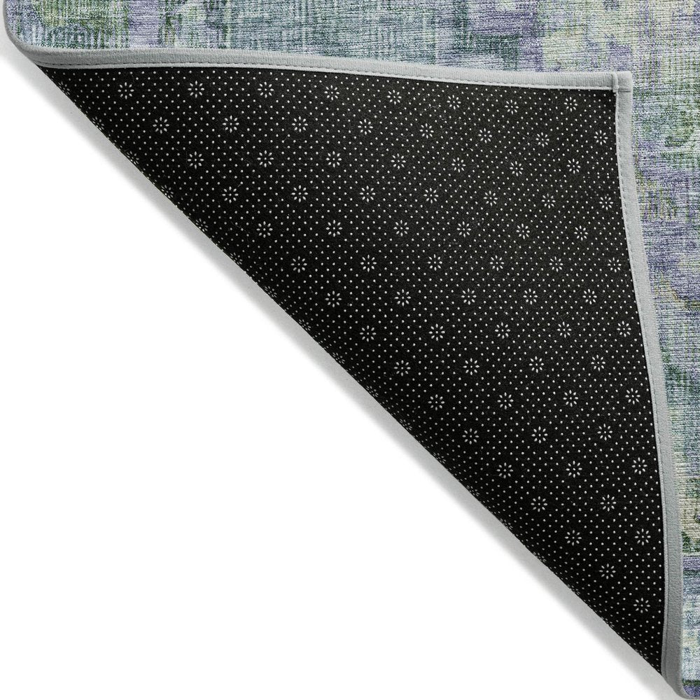 3' X 5' Teal Blue Lavender And Ivory Oriental Washable Indoor Outdoor Area Rug — view 8