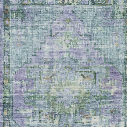 3' X 5' Teal Blue Lavender And Ivory Oriental Washable Indoor Outdoor Area Rug HomeRoots