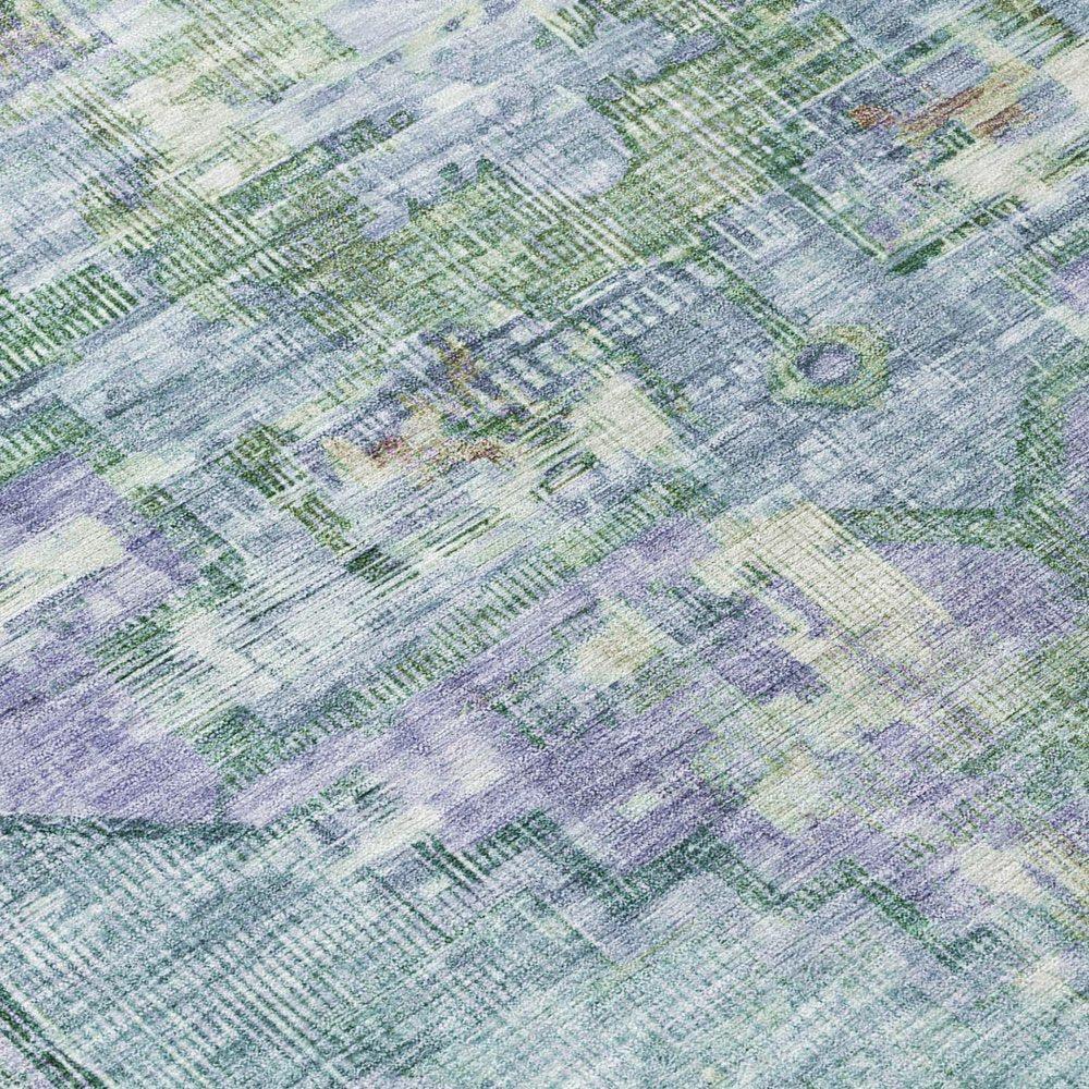5' X 8' Teal Blue Lavender And Ivory Oriental Washable Indoor Outdoor Area Rug HomeRoots