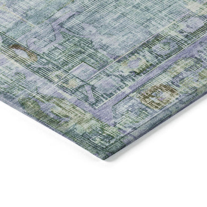 8' X 10' Teal Blue Lavender And Ivory Oriental Washable Indoor Outdoor Area Rug HomeRoots