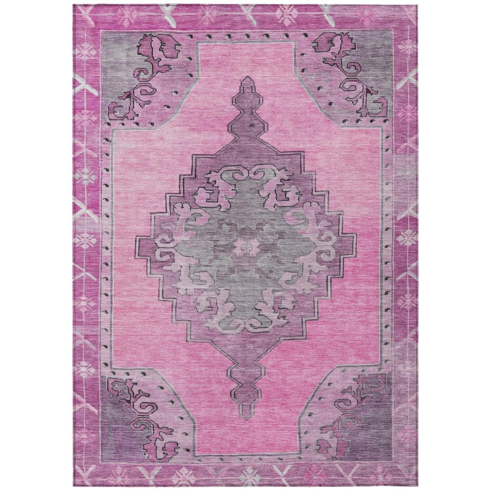3' X 5' Pink And Blush Geometric Washable Indoor Outdoor Area Rug HomeRoots
