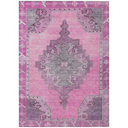 3' X 5' Pink And Blush Geometric Washable Indoor Outdoor Area Rug HomeRoots