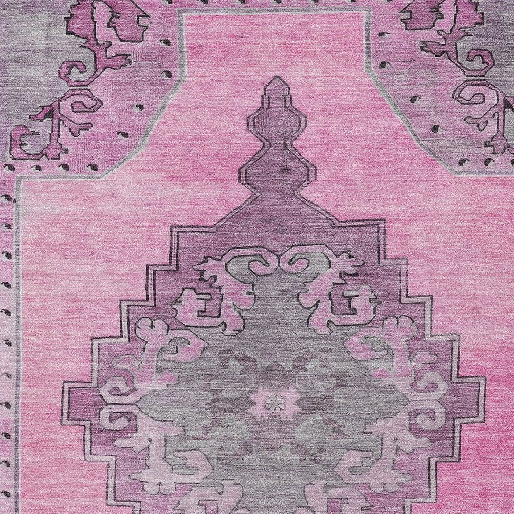 3' X 5' Pink And Blush Geometric Washable Indoor Outdoor Area Rug — view 5