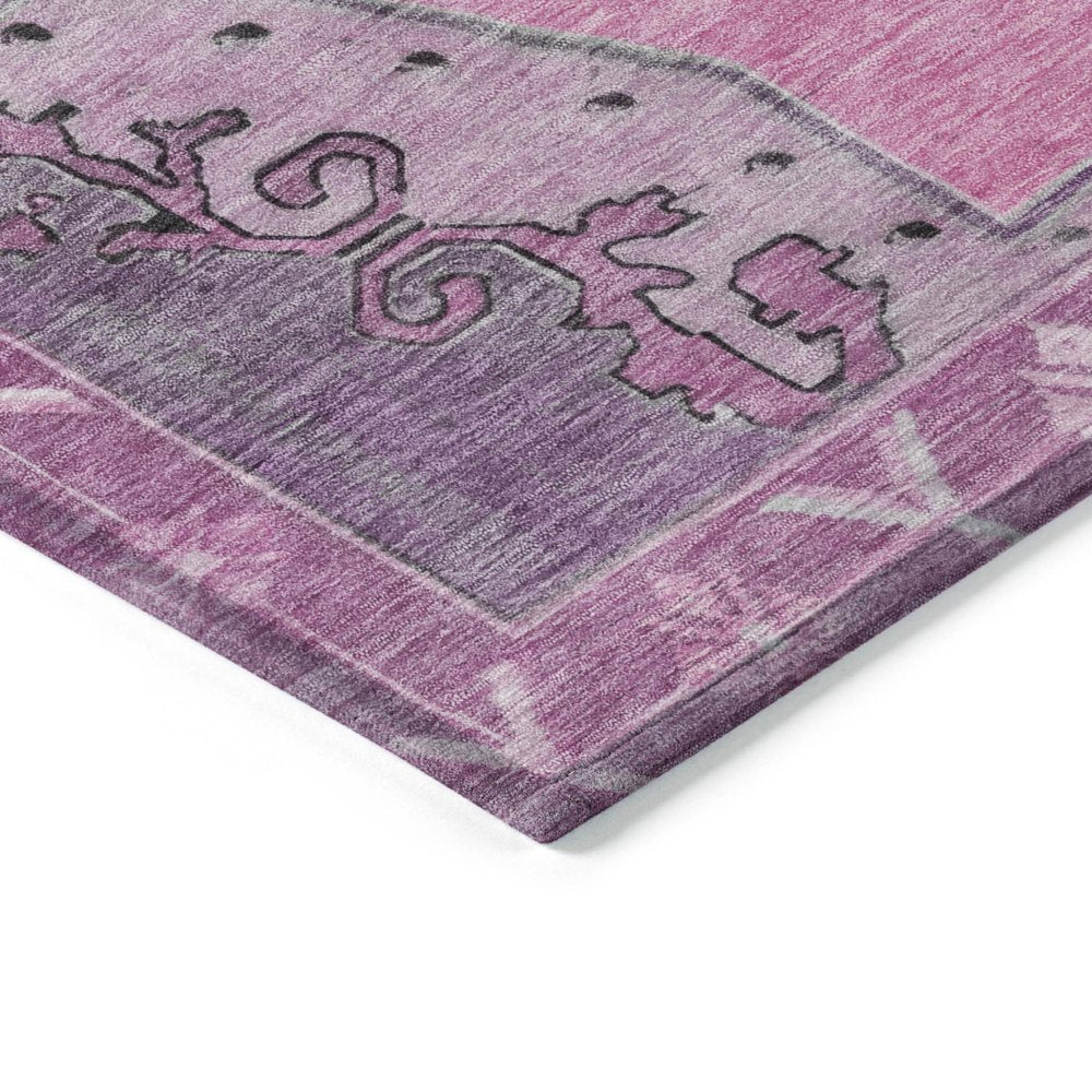 5' X 8' Pink And Blush Geometric Washable Indoor Outdoor Area Rug — view 3